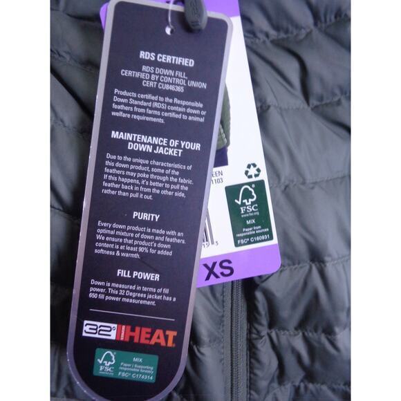 32 Degrees Ultra Light Down Puffer Jacket‎ Green Womens Size XS - Picture 4 of 6